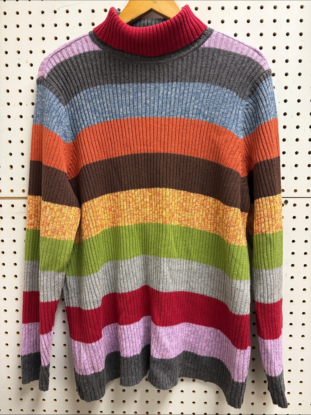 Lane Bryant Red and Gray Ribbed Turtleneck Sweater